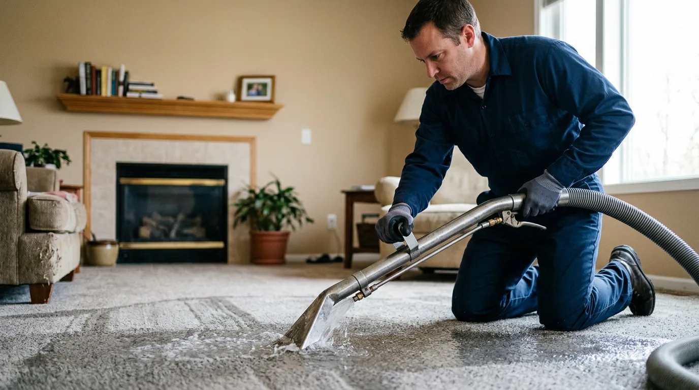 Water damage restoration technician working near Crandall, GA